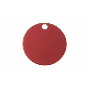 Gravírozható biléta alu kör Piros 32 mm nagy (lyukas) (122182)